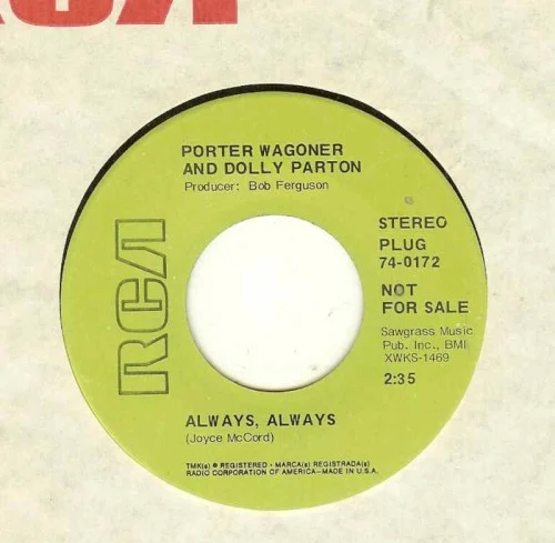 Dolly Parton: Always, Always / No Reason to Hurry Home single cover