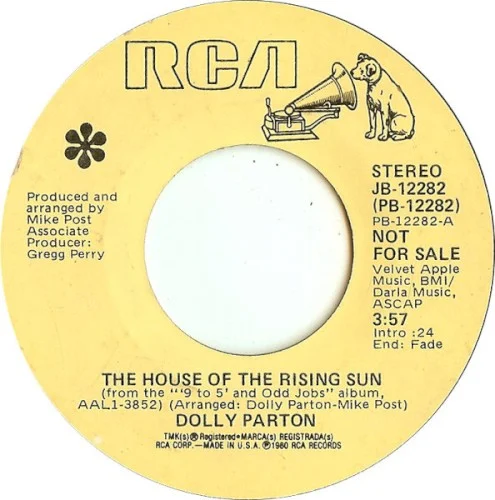 Dolly Parton: The House of the Rising Sun / Working Girl single cover