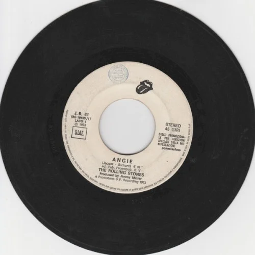 Angie / Goodbye Yellow Brick Road single cover by Elton John, released 1973 on DJM Records, Rolling Stones Records