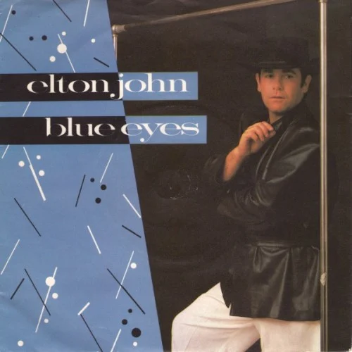 Blue Eyes single cover by Elton John, released March 1982 on The Rocket Record Company