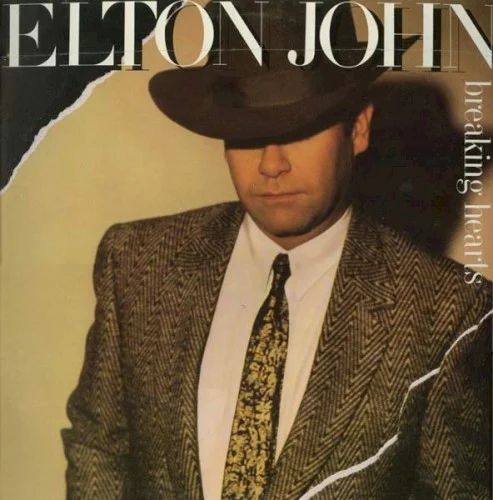 Breaking Hearts album cover by Elton John, released July 9, 1984 on Geffen, The Rocket Record Company, Phonogram