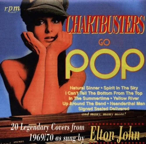 Chartbusters Go Pop!! compilation album cover by Elton John, released 1994 on RPM, LaserLight Digital