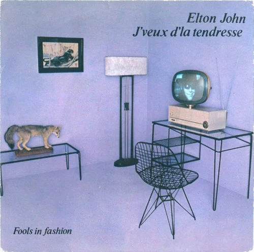 J'Veux D'La Tendresse single cover by Elton John, released 1981 on The Rocket Record Company