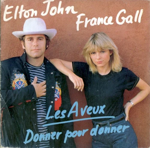 Les Aveux single cover by Elton John, released 1980 on Atlantic