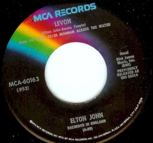 Levon / Goodbye single cover by Elton John, released 1972 on MCA Records