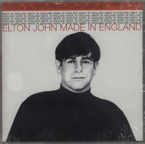 Made in England single cover by Elton John, released 1995 on The Rocket Record Company