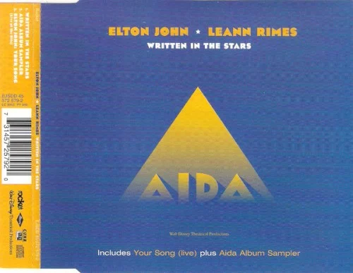 Written in the Stars single cover by Elton John, released 1999 on Mercury Records, The Rocket Record Company, Walt Disney Records