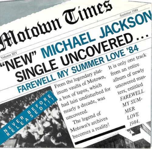 Michael Jackson: Farewell My Summer Love single cover
